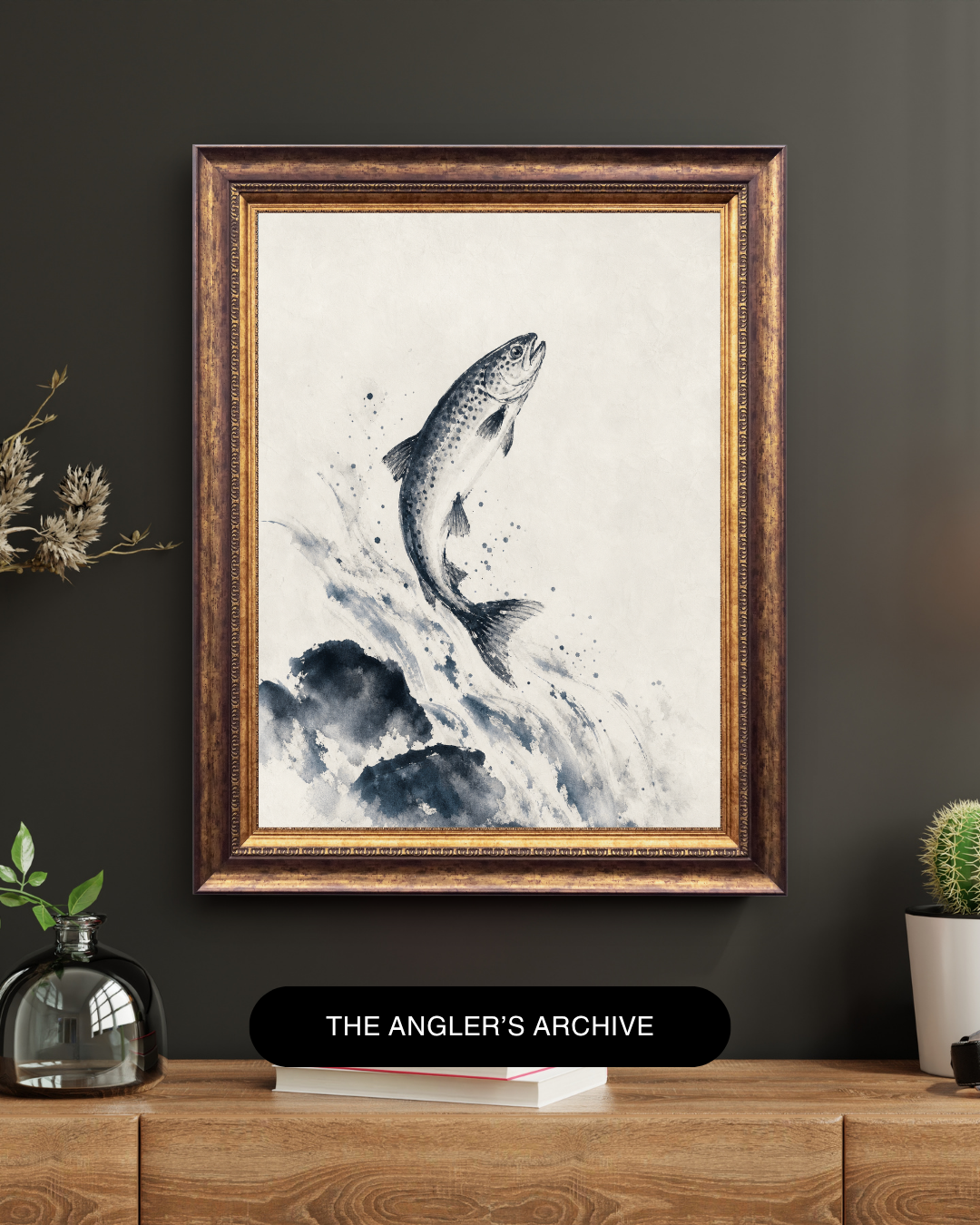 Sumi-e Rainbow Trout Art Print – Japandi Fly Fishing Wall Art | Minimalist Angler Gift