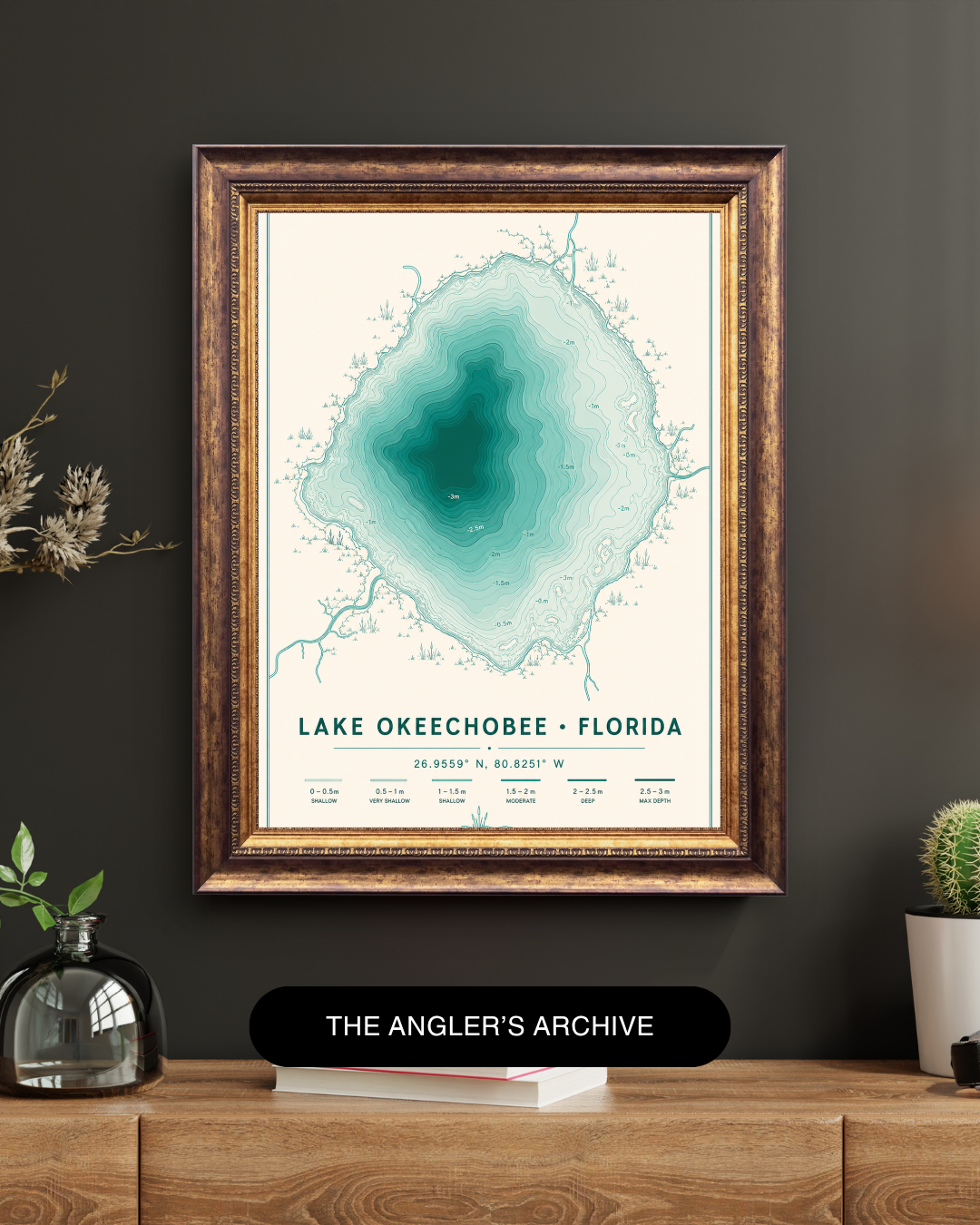 The Lake Okeechobee Bathymetric Art Print | Iconic Waters Collection