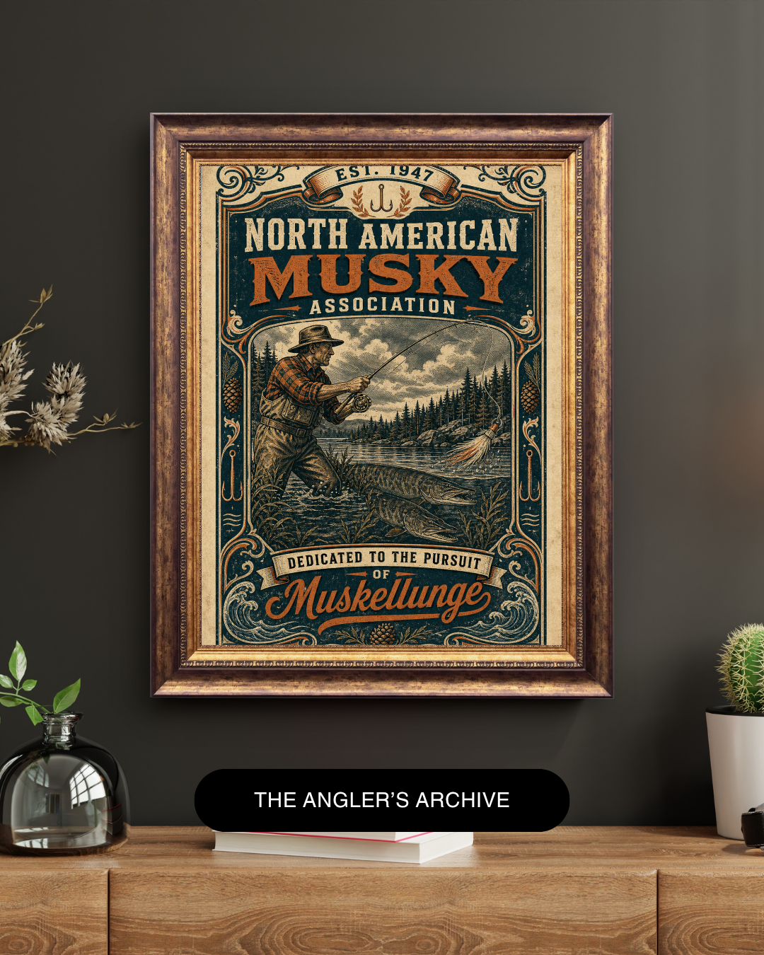 The Musky Association Vintage Art Print | Heritage Angler Collection