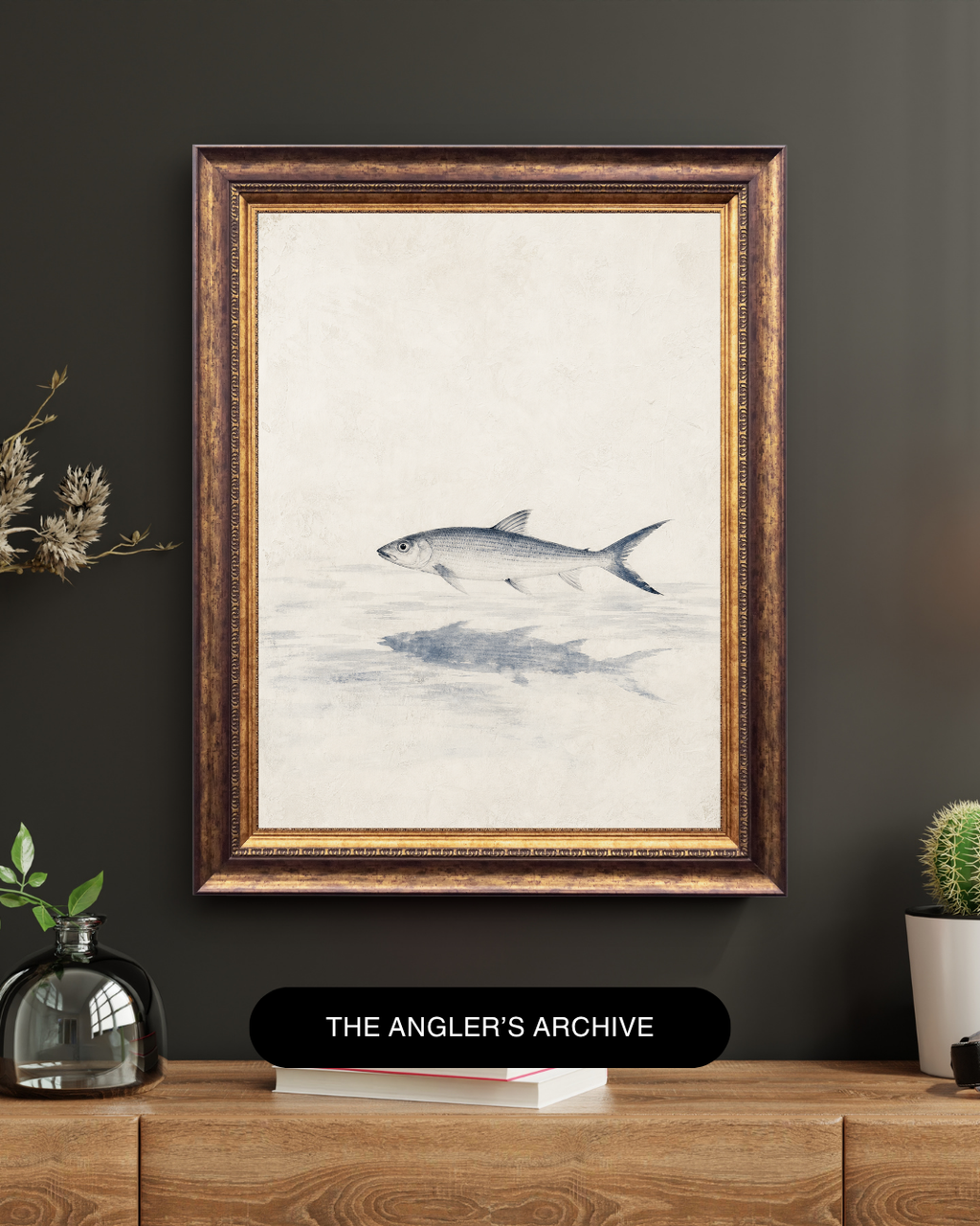 Sumi-e Bonefish Art Print – Japandi Saltwater Fishing Wall Art | Minimalist Angler Gift
