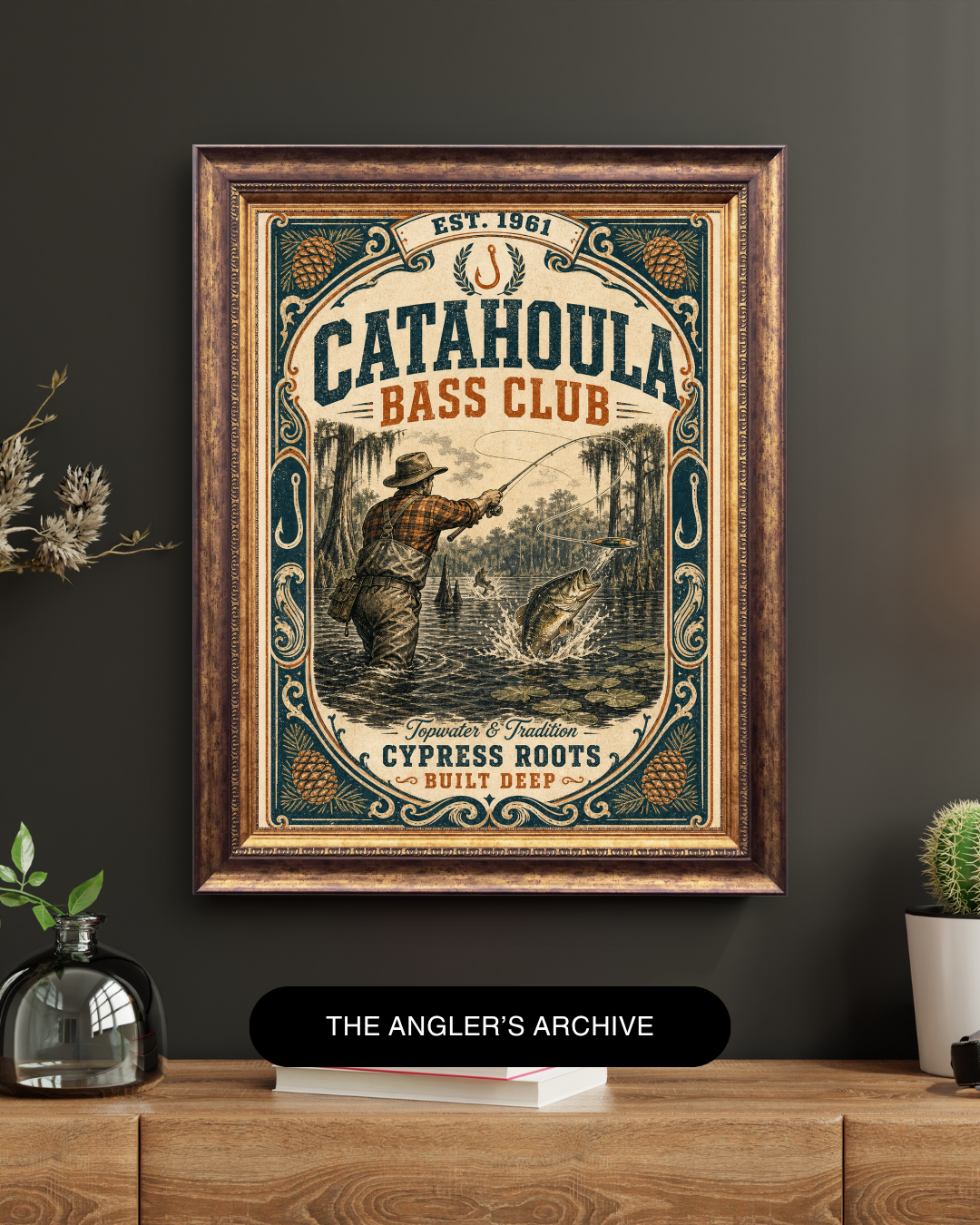 The Bass Vintage Art Print | Heritage Angler Collection