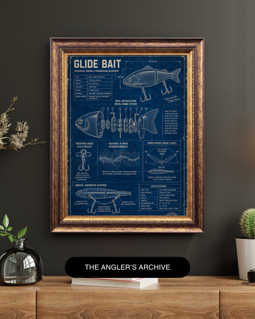 Glide Bait Blueprint Art Print | Lure Mechanics Collection