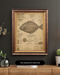 Pacific Halibut Blueprint Art Print | Fisherman’s Anatomy Collection