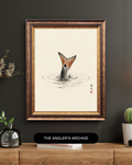 Sumi-e Redfish Art Print – Japandi Coastal Fishing Wall Art | Minimalist Angler Gift