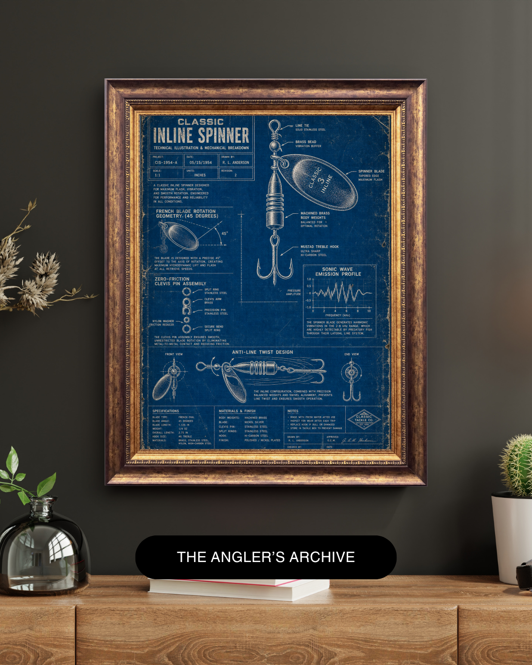 Inline Spinner Blueprint Art Print | Lure Mechanics Collection