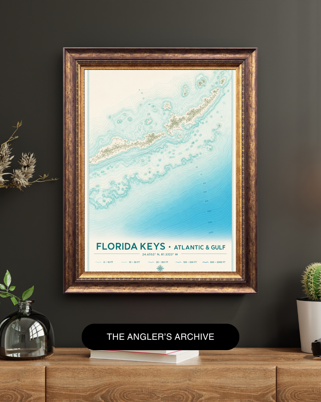 The Florida Keys Bathymetric Art Print | Iconic Waters Collection